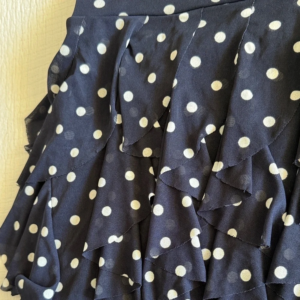 INC International Concepts Navy and White Ruffle Skirt / L